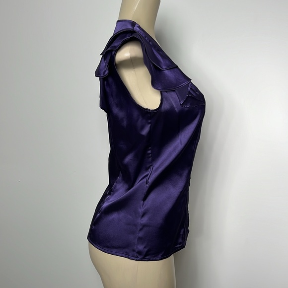 Bisou Bisou S/CH purple satin blouse - Picture 3 of 5